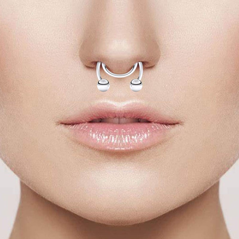 SCERRING Fake Septum Nose Hoop Rings Stainless Steel, Lip, Ear & Nose Ring, Non Piercing Clip On Nose Rings, Body Piercing Jewelry 20PCS Mix Color 1# - Image 2